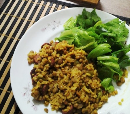 Arroz integral com lentilha